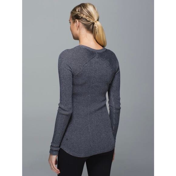 Lululemon Cabin Yogi Long Sleeve Boolux Sweater Inkwell Heather Gray Blue XS/ 2* - Picture 3 of 16